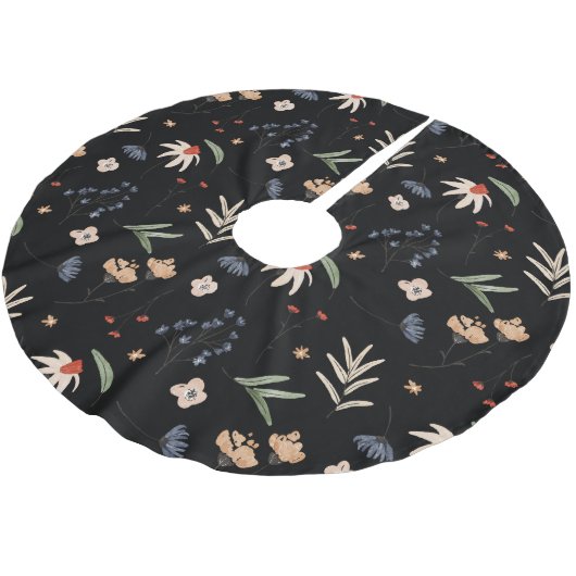 Einfache Aquarell-Blume 1 Polyester Weihnachtsbaumdecke (Schrägansicht)