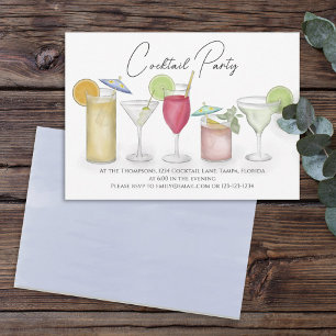 Einfache Aquarell-Cocktails Getränke Whimsical Spa Einladung