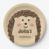 Einfache Aquarell-Igel Geburtstag Pappteller (Vorderseite)