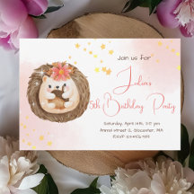 Einfache Aquarell Igel Geburtstagsparty Einladung