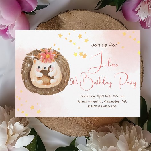 Einfache Aquarell Igel Geburtstagsparty Einladung