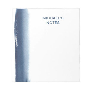 Einfache Aquarell-Name Navyblau Modern Notizblock