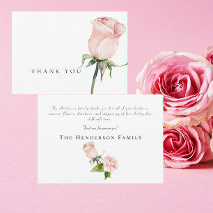 Einfache Aquarell-Rosen-Trauer-Dankeskarten Dankeskarte
