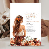Einfache Aquarell Terracotta-Blume Hochzeitskleid Einladung