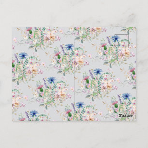 Einfache Aquarell-Wildblumenstrauß Flora-Hochzeit Postkarte