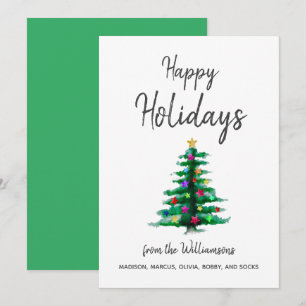 Einfache Aquarellbaum Elegantes Skript Feiertagskarte