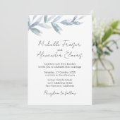 Einfache Aquarellbilder Blätter Elegante Hochzeit Einladung (Stehend Vorderseite)