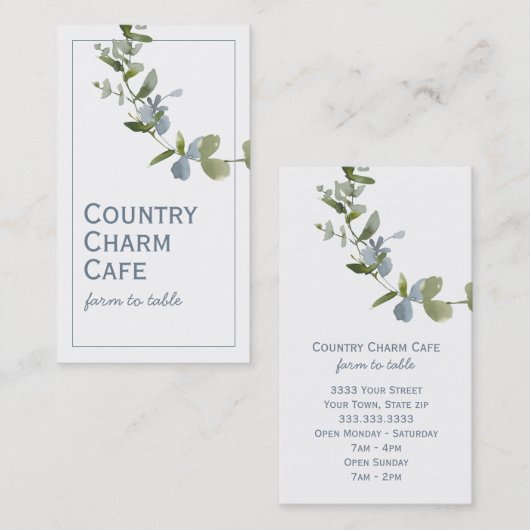 Einfache Aquarellblau-Blume Visitenkarte (Vorne/Hinten)