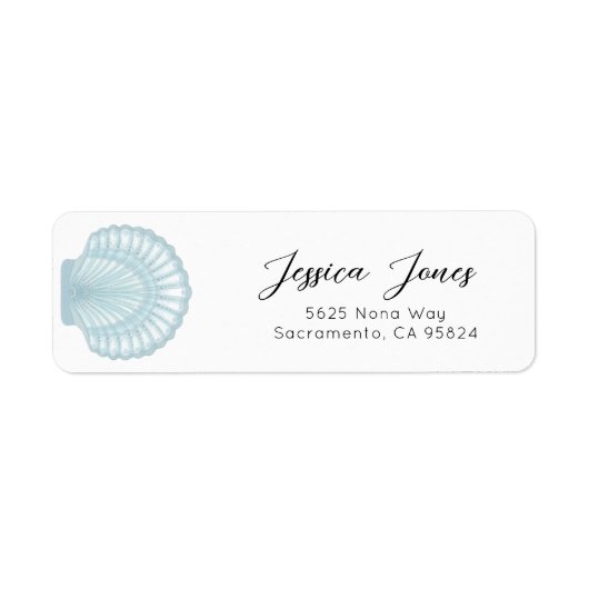 Einfache Aquarellblau-Muschel-Rücksendeadresse (Vorne)