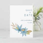 Einfache Aquarellblau Save the Date Einladung (Stehend Vorderseite)