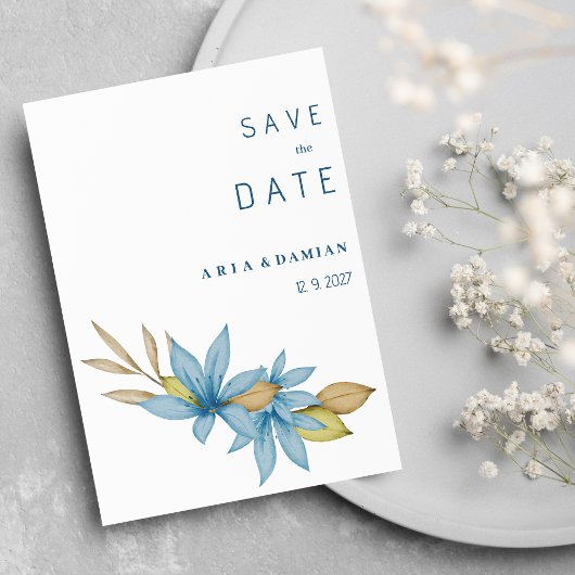 Einfache Aquarellblau Save the Date Einladung
