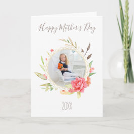 Einfache Aquarellblume mit Muttertag im Foto Karte