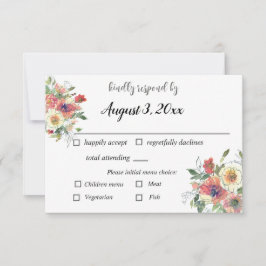Einfache Aquarellblumen minimalistisch staubige Ro RSVP Karte
