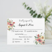 Einfache Aquarellblumen minimalistisch staubige Ro RSVP Karte (Stehend Vorderseite)