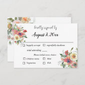 Einfache Aquarellblumen minimalistisch staubige Ro RSVP Karte (Vorne/Hinten)