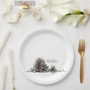 Einfache Aquarellenkiefern - Segen Pappteller