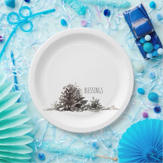 Einfache Aquarellenkiefern - Segen Pappteller (Party)