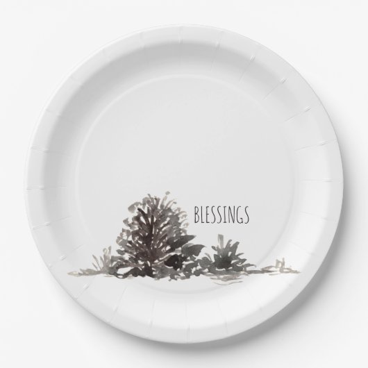 Einfache Aquarellenkiefern - Segen Pappteller (Vorderseite)