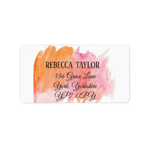 Einfache Aquarellfarbe Abstrakt Orange Pink-Adress Adressaufkleber