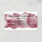 Einfache Aquarellfarbe Pinsel Burgundy Visitenkarte (Rückseite)