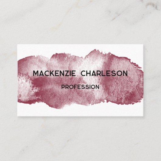 Einfache Aquarellfarbe Pinsel Burgundy Visitenkarte (Vorderseite)