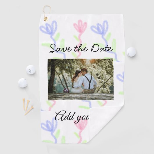 Einfache Aquarellfarbe Rosa blaue Blume Save the D Golfhandtuch