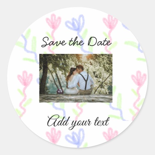Einfache Aquarellfarbe Rosa blaue Blume Save the D Runder Aufkleber (Vorderseite)