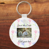Einfache Aquarellfarbe Rosa blaue Blume Save the D Schlüsselanhänger (Vorderseite)