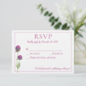 Einfache Aquarellfarben Amaranth Thistle Blume UAW Einladung (Stehend Vorderseite)