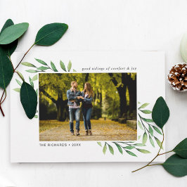 Einfache Aquarellfarben Blätter Modernes Foto Feiertagskarte