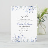 Einfache Aquarellfarben Blütenduft Blauer Hochzeit Save The Date (Stehend Vorderseite)