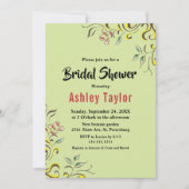 Einfache Aquarellfarben-Rose Blätter Brautparty Einladung (Vorderseite)