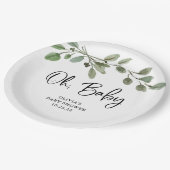 Einfache Aquarellgrün Oh Baby | Babydusche Pappteller (Schrägansicht)