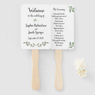 Einfache Aquarellgrün und Skript   Hochzeit Fächer