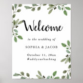 Einfache Aquarellgrüne | Begrüßung Poster (Vorne)