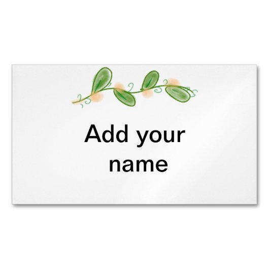 Einfache Aquarellgrüne Blattmonografie Magnetische Visitenkarte (Vorderseite)