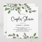 Einfache Aquarellgrüne | Dusche für Paare Einladung (Vorne/Hinten)