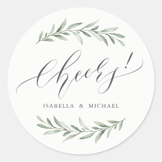 Einfache Aquarellgrüne Kalligrafie-Beifall Runder Aufkleber (Vorderseite)