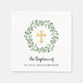 Einfache Aquarellgrüne mit Goldkreuz Serviette (Vorderseite)