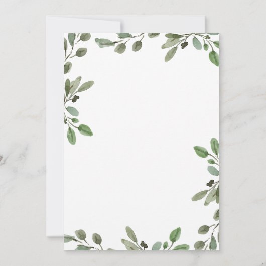 Einfache Aquarellgrüne und Gold | Konfirmation Einladung (Rückseite)