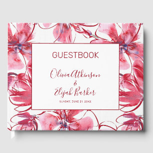 Einfache Aquarellrot-Blume Gästebuch