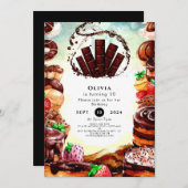 Einfache Aquarellschokolade zum Geburtstag Einladung (Vorne/Hinten)