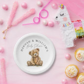 Einfache Aquarellteddy-Bärendusche Pappteller (Party)