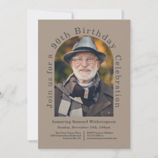 Einfache Arch 90. Geburtstagsparty mit Foto Einladung