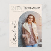 Einfache Arch Foto Beige Abschluss Ankündigung Postkarte (Vorderseite)