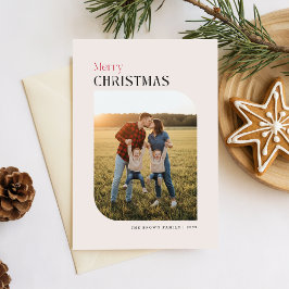 Einfache Arch-Foto-Familienname Weihnachtsgrüße Feiertagskarte