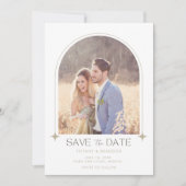 Einfache Arch-Foto-Hochzeit Save The Date (Vorderseite)