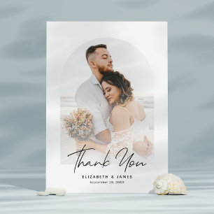 Einfache Arch Frame Foto Hochzeit Danke Karte