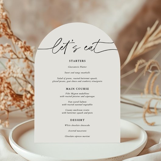 Einfache Arch Let's ESSEN Wedding Menu Card Einladung