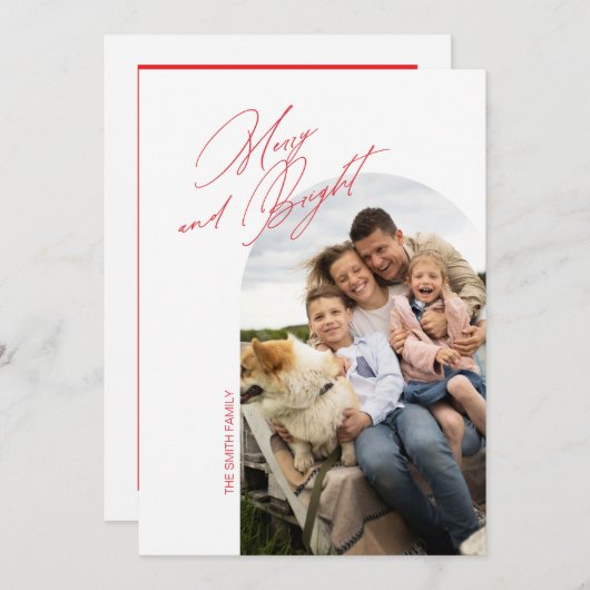 Einfache Arch-Urlaubskarte Merry and Bright Einladung (Vorne/Hinten)